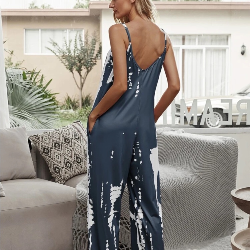 Boho tie-dye casual jumpsuit - Picture 2 of 5